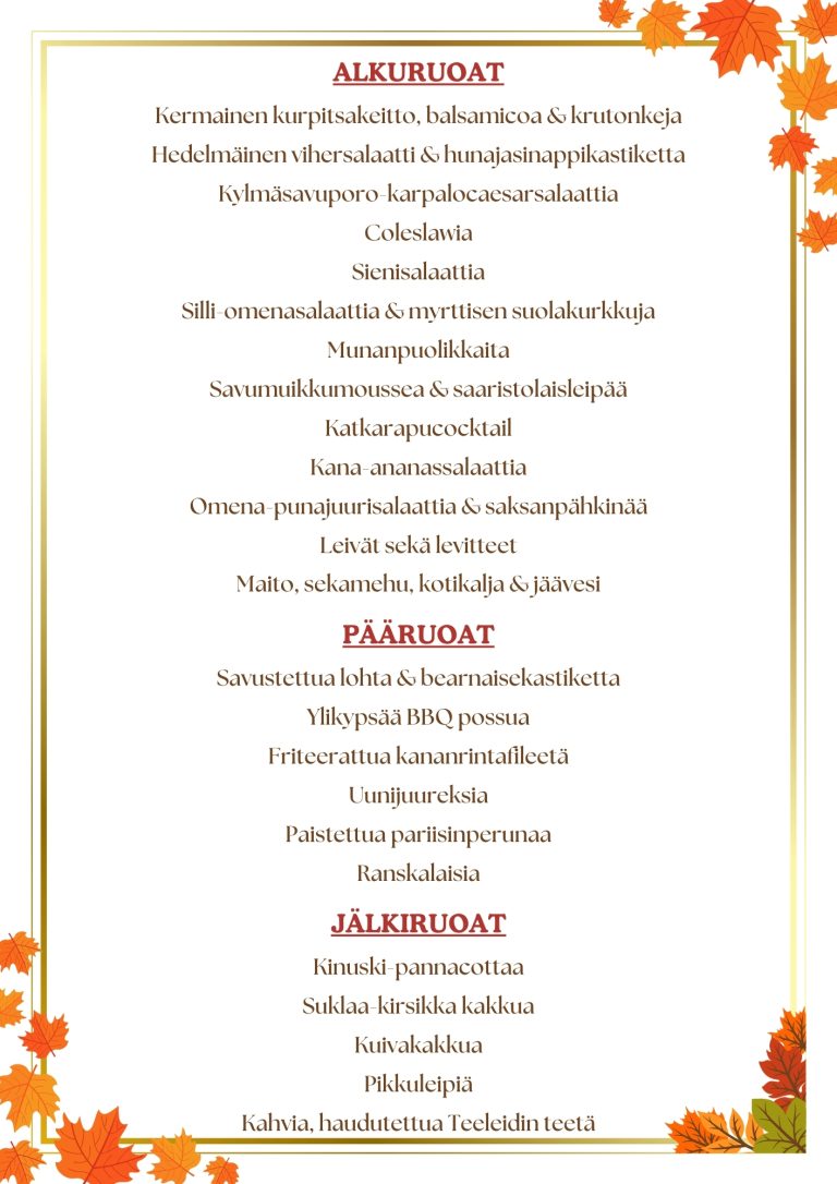 Ravintola Riihikelon Isänpäivälounas menu